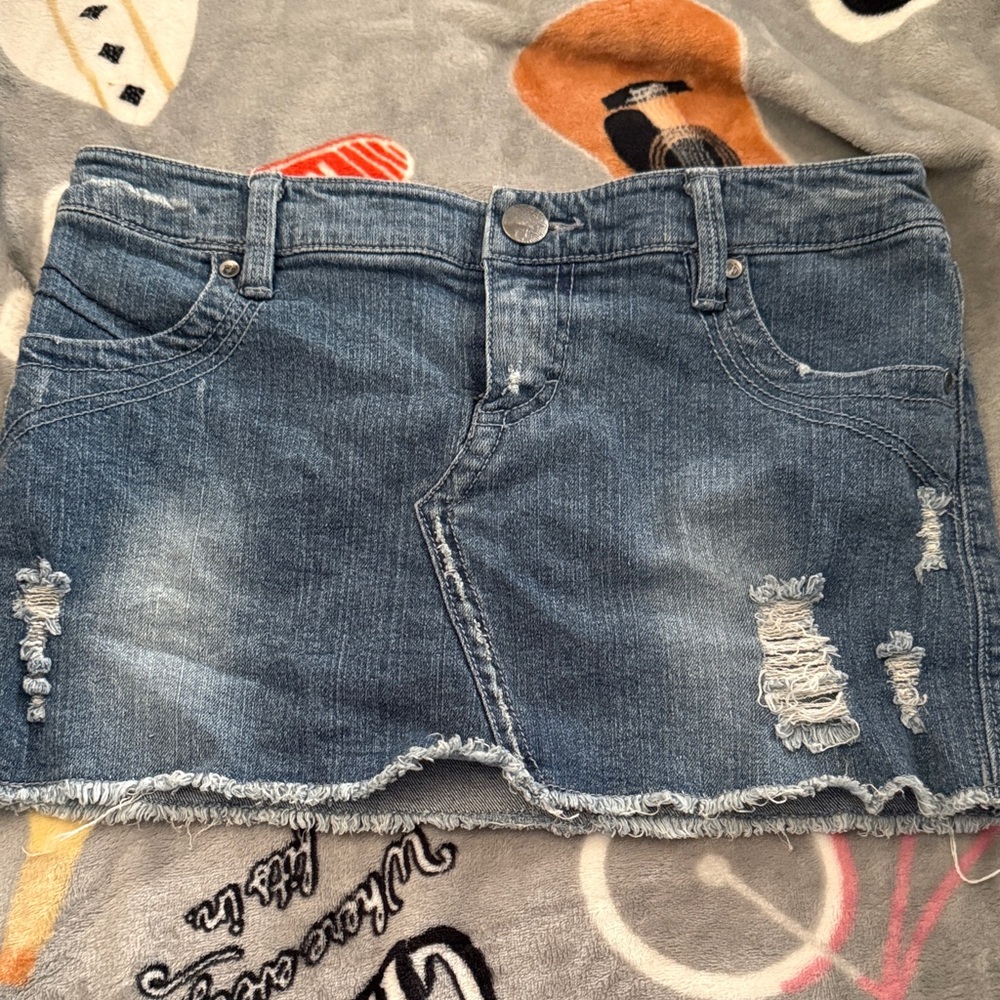 Hang Ten Blue Distressed Mini Skirt